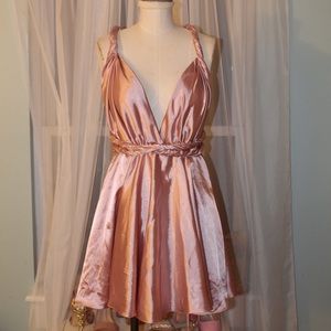 Rose gold satin homecoming dress